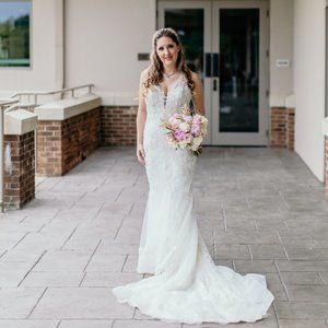 Martin Thornburg 219210 Taylor V-Neckline Embellished Beaded Wedding Dress Gown
